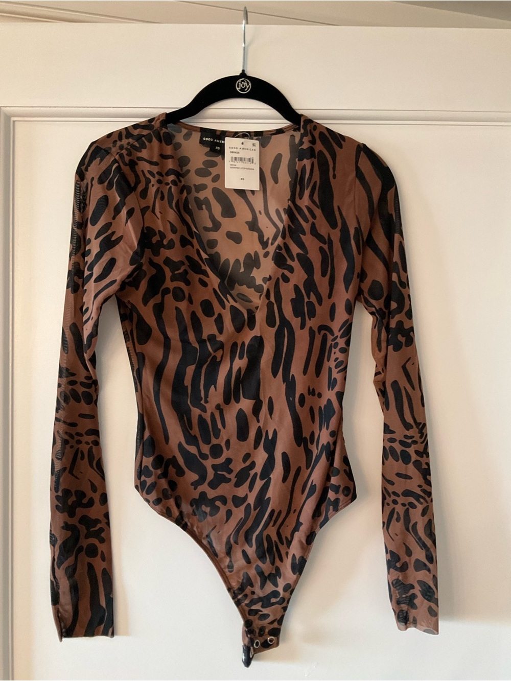 Good American Brown & Black Animal Print Long-Sleeve Bodysuit